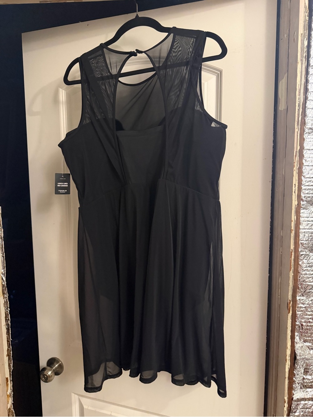 torrid Black Sleeveless Chiffon Swim Dress with Keyhole Back - Picture 2 of 5